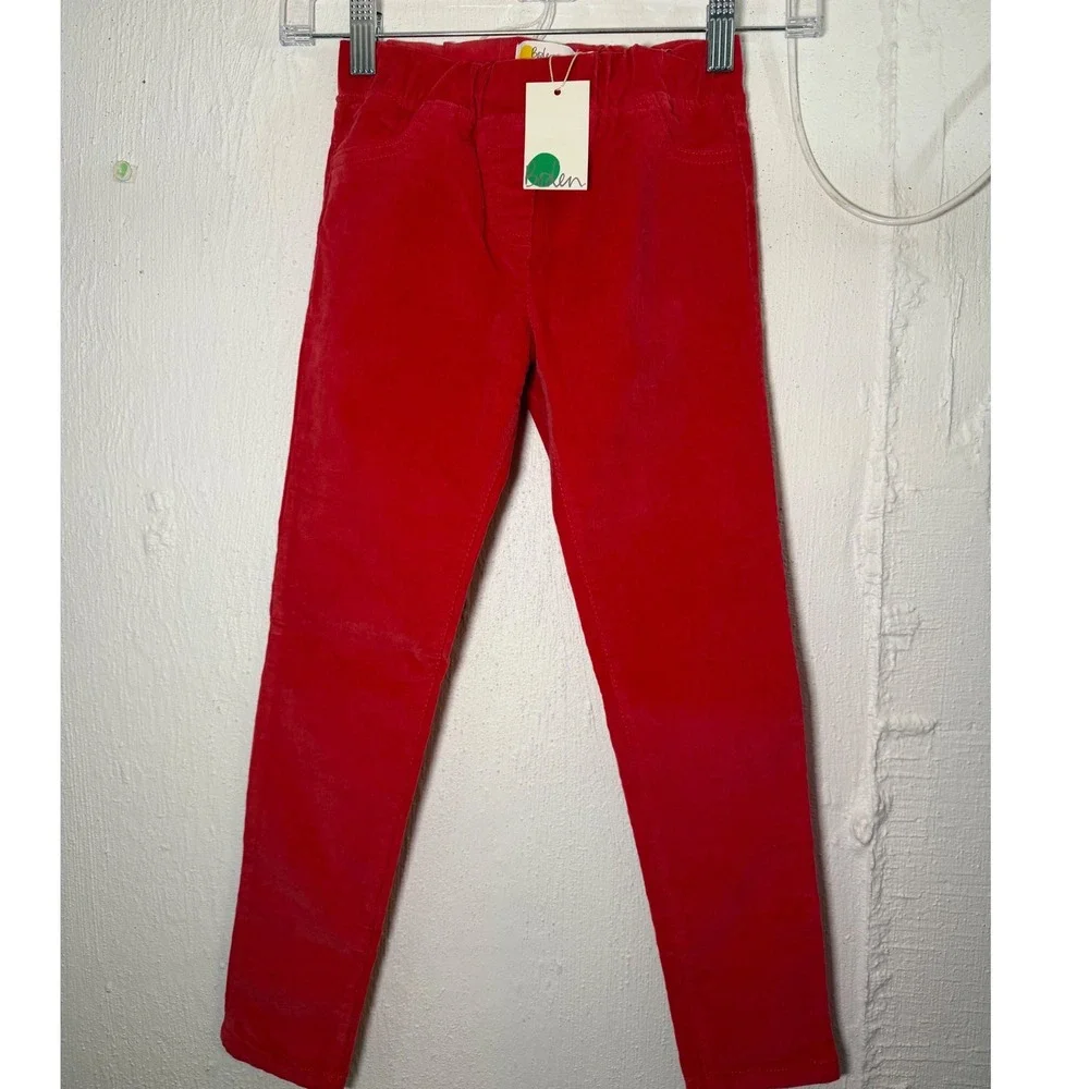 Boden Kids Red Corduroy Pants G1354 Elastic Waist Slim Trousers Size 7Y 122cm